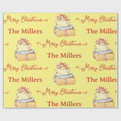 Frohe Weihnachts Winter Familie Gelbe Geschenke Geschenkpapier (Flach)