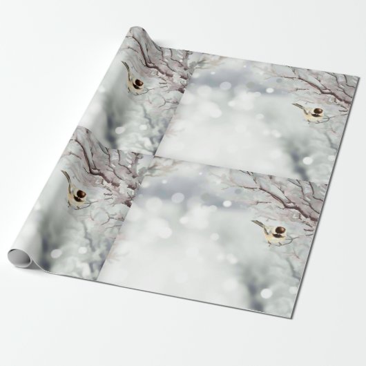 Frohe Weihnachts Winter Frost Bird Traditionell Geschenkpapier (Ungerollt)