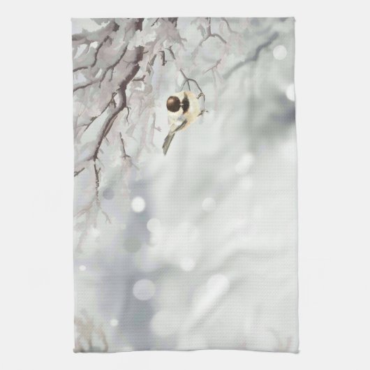 Frohe Weihnachts Winter Frost Bird Traditionell Geschirrtuch (Vertikal)