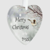 Frohe Weihnachts Winter Frost Bird Traditionell Ornament (Vorderseite)