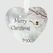 Frohe Weihnachts Winter Frost Bird Traditionell Ornament (Rückseite)