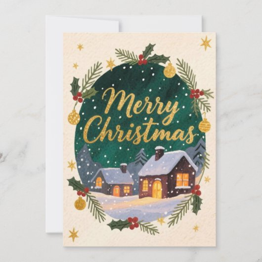 Frohe Weihnachts Winter Hütte Weihnachtskarte Feiertagskarte (Vorderseite)