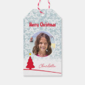 Frohe Weihnachts-Winter-Illustration Foto Geschenkanhänger (Rückseite)