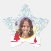 Frohe Weihnachts-Winter-Illustration Foto Stern-Aufkleber (Vorderseite)