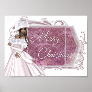 Frohe Weihnachts Winter Lady Design Print Poster