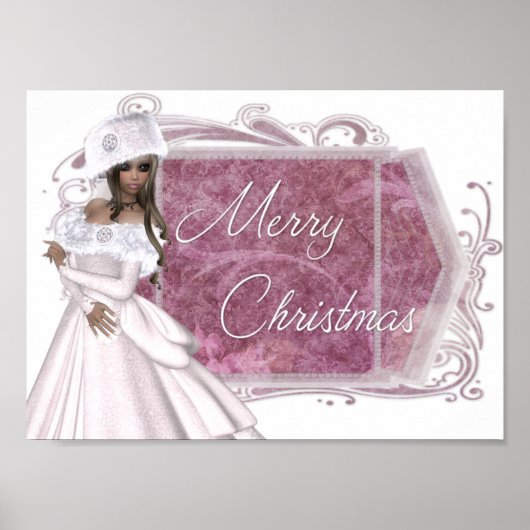 Frohe Weihnachts Winter Lady Design Print Poster (Vorne)