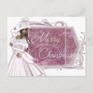 Frohe Weihnachts Winter Lady Designed Postcards Feiertagspostkarte