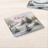 Frohe Weihnachts Winter Landschaft Pine Forest Untersetzer (angewinkelt)