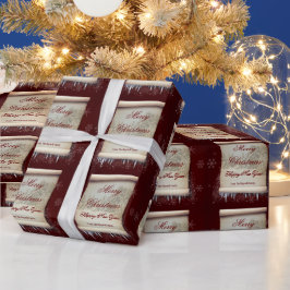 Frohe Weihnachts Winter Parchment Eisrad Schneeflo Geschenkpapier