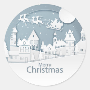 Frohe Weihnachts Winter Rentier Flying Santa Ride Runder Aufkleber