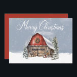 Frohe Weihnachts Winter Snow Farm Barn Feiertagskarte<br><div class="desc">Diese bezaubernde Weihnachtsgrüßkarte zeigt ein schönes Bild einer klassischen roten Scheune, eingebettet in eine schneebedeckte Landschaft, die den ruhigen Charme eines Winters einnimmt. Schneeflocken sanft fallen, fügen eine Touch von Magie in die rustikale Szene. Die Vorderseite der Karte wünscht "Frohe Weihnachten" in elegantem Schriftsatz. Auf der Rückseite gibt es genügend...</div>