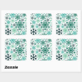Frohe Weihnachts Winter Snowflake Muster Quadratischer Aufkleber (Blatt)