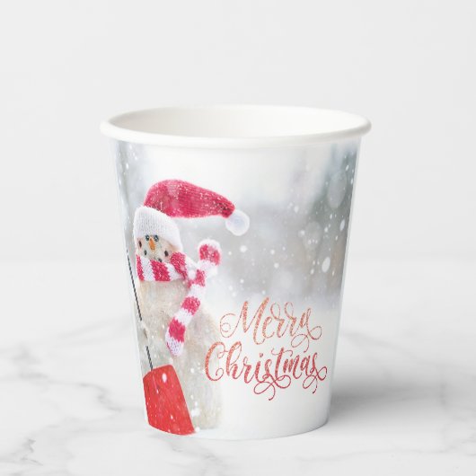 Frohe Weihnachts Winter Snowman Paper Cups Pappbecher (Vorderseite)