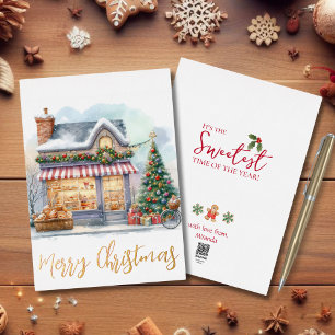 Frohe Weihnachts Winter Szene Gold Folien Feiertagskarte