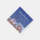 Frohe Weihnachts-Winter-Szene Roofops Serviette (Ecke)