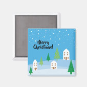 Frohe Weihnachts Winter Village Magnet (Vorderseite/Rückseite)