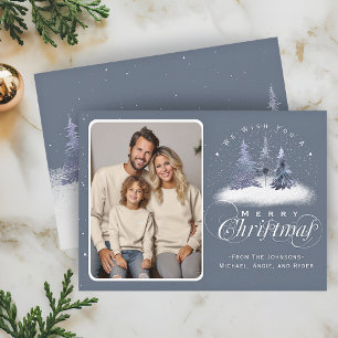 Frohe Weihnachts Winter Woodland Familie Foto Feiertagskarte