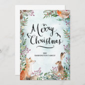 Frohe Weihnachts Winter Woodland Fox Rabbit Card (Vorne/Hinten)