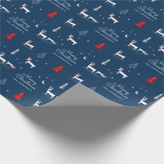 Frohe Weihnachts Winter Woodland Personalisiert Wr Geschenkpapier (Ecke)