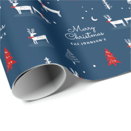 Frohe Weihnachts Winter Woodland Personalisiert Wr Geschenkpapier