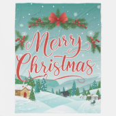 Frohe Weihnachts Winter Wunderland Szene Fleecedecke (Vorderseite)
