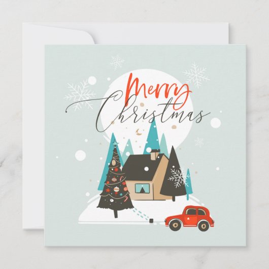 Frohe Weihnachts Winter Zuhause-Flachkarte (Vorderseite)