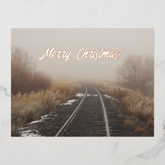 Frohe Weihnachts-Winterbahn-Foto Folien Feiertagspostkarte (Vorderseite)