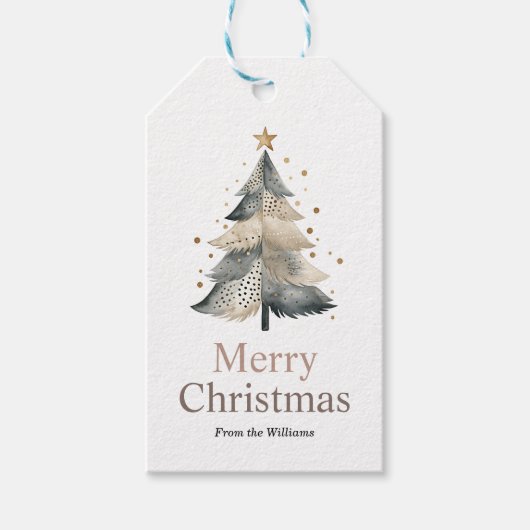 Frohe Weihnachts-Winterferien-Bäume Geschenkanhänger (Vorderseite)