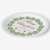 Frohe Weihnachts-Winterkranz-Familie Pappteller (Schrägansicht)