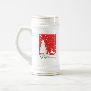 Frohe Weihnachts-Winterschneeflocken Bierglas