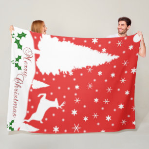 Frohe Weihnachts-Winterschneeflocken Fleecedecke