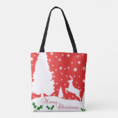 Frohe Weihnachts-Winterschneeflocken Tasche (Rückseite)