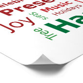 Frohe Weihnachts-Wolke in Grünen Roten Farben Poster (Ecke)