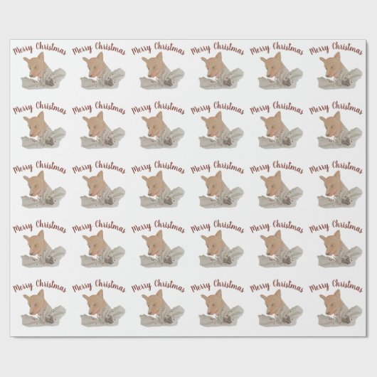 Frohe Weihnachts-Woodland-Fox Geschenkpapier (Flach)