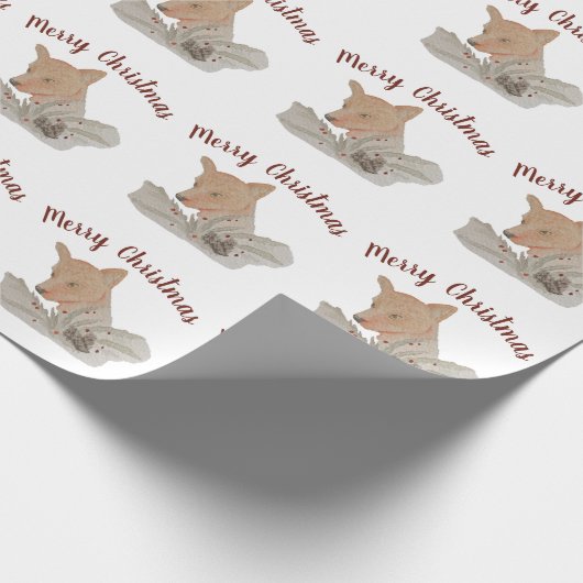 Frohe Weihnachts-Woodland-Fox Geschenkpapier (Ecke)