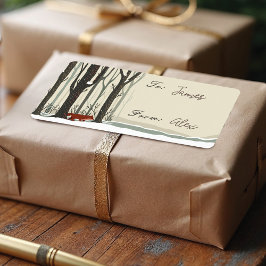 Frohe Weihnachts-Woodland Winter Forest Fox Joy Adressaufkleber