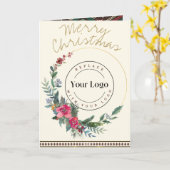 Frohe Weihnachts-Wraath-Business-Logo-Grußkarte Karte (Gelbe Blume)