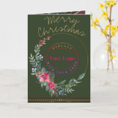 Frohe Weihnachts-Wraath-Business-Logo-Grußkarte Karte (Gelbe Blume)