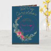 Frohe Weihnachts-Wraath-Business-Logo-Grußkarte Karte (Gelbe Blume)