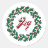 Frohe Weihnachts-Wraath-Design: Freude Runder Aufkleber (Vorderseite)