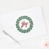 Frohe Weihnachts-Wraath-Design: Freude Runder Aufkleber (Umschlag)