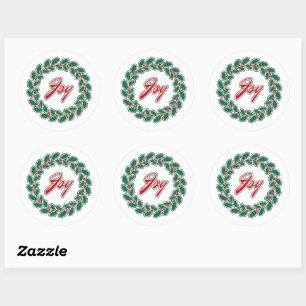 Frohe Weihnachts-Wraath-Design: Freude Runder Aufkleber