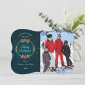 Frohe Weihnachts-Wraath-Fotokarte Feiertagskarte (Stehend Vorderseite)