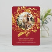 Frohe Weihnachts-Wraath-Fotokarte Folien Feiertagskarte (Stehend vorne)