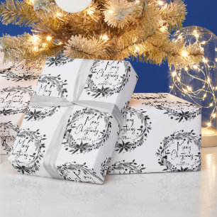 Frohe Weihnachts-Wraath-Skript Custom Familienname Geschenkpapier