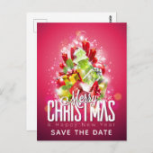 Frohe Weihnachts-Wrapped Presents Save the Date Postkarte (Vorne/Hinten)