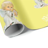 Frohe Weihnachts Wrapping Paper Baby Gelbe Engel Geschenkpapier (Rolleneckpunkt)