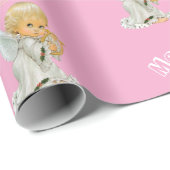 Frohe Weihnachts Wrapping Paper Baby Pink Angel Geschenkpapier (Rolleneckpunkt)