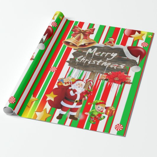 Frohe Weihnachts Wrapping Paper Elf Snowman Geschenkpapier (Ungerollt)