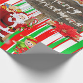 Frohe Weihnachts Wrapping Paper Elf Snowman Geschenkpapier (Ecke)